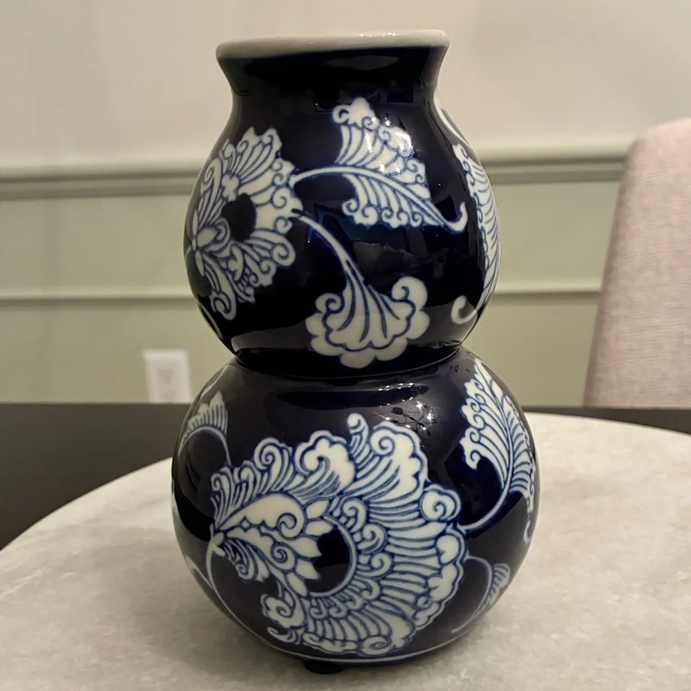 Elegant Blue and White Ceramic Vase